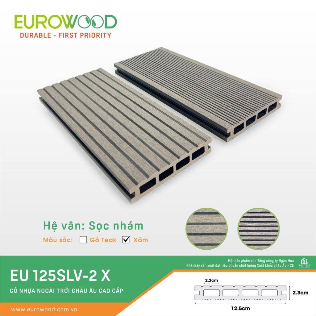 Gỗ nhựa ngoài trời EU 125SLV-2 X