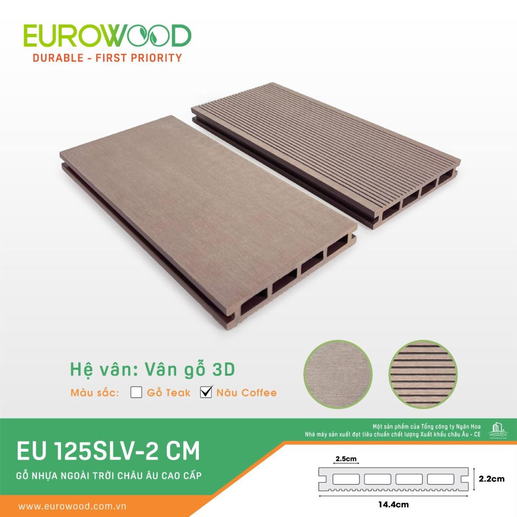 Sàn gỗ nhựa ngoài trời EU 125SLV-2 CM