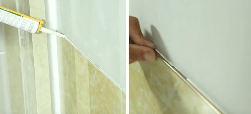 Sử dụng keo chuyên dụng dán tấm ốp vào tường 