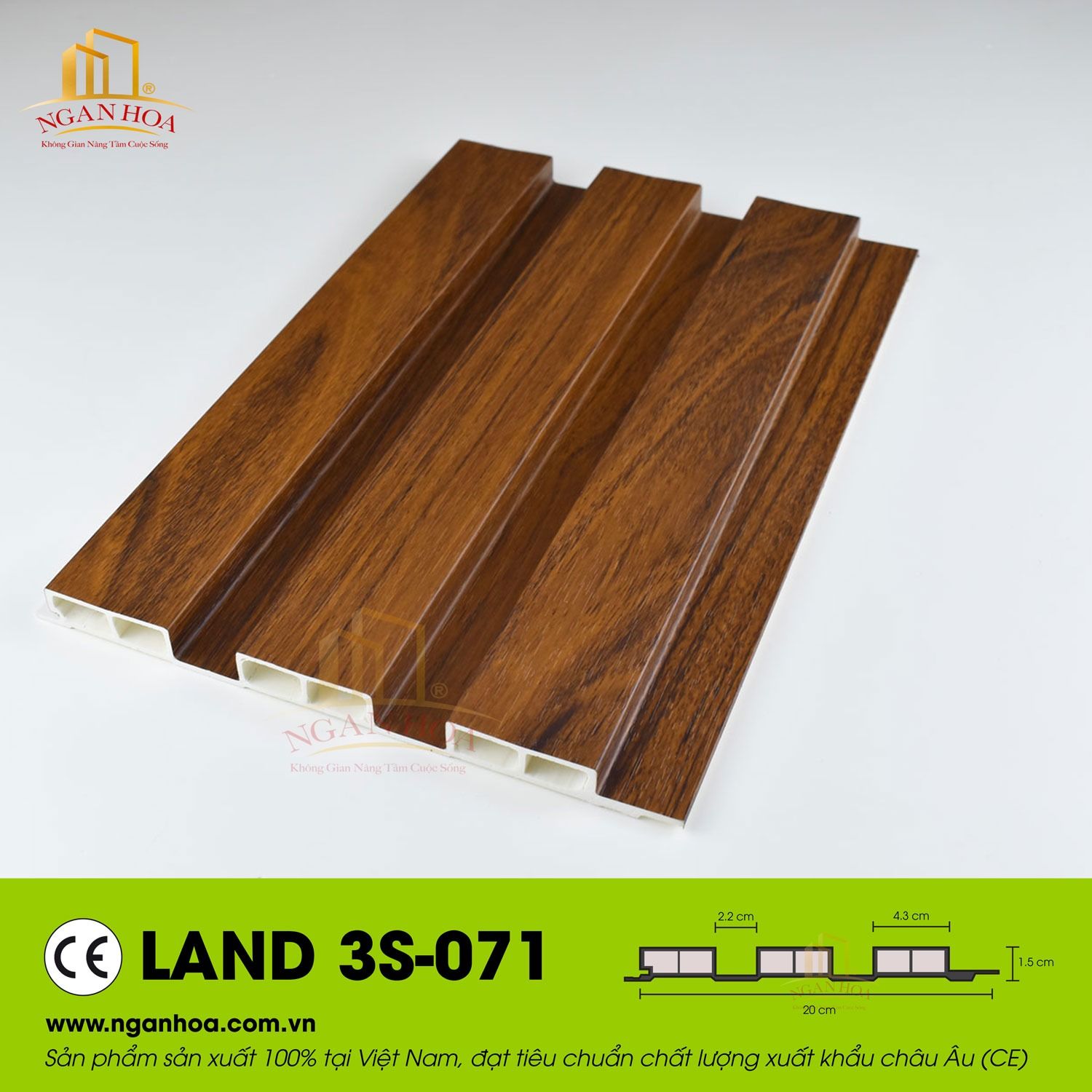 Lam nhựa giả gỗ ốp tường 3 Sóng thấp 3S-071