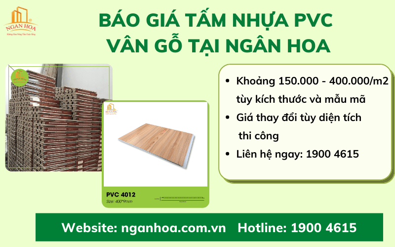 Báo giá tấm nhựa PVC vân gỗ Ngân Hoa