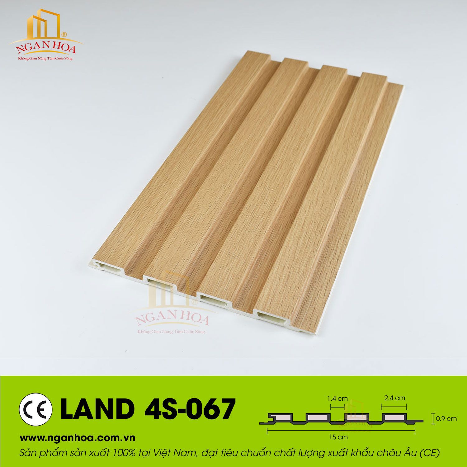 Tấm lam sóng nhựa giả gỗ 4 sóng thấp LAND 4S-067