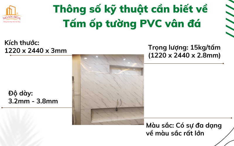 Thông số kỹ thuật cần biết về Tấm ốp tường PVC vân đá