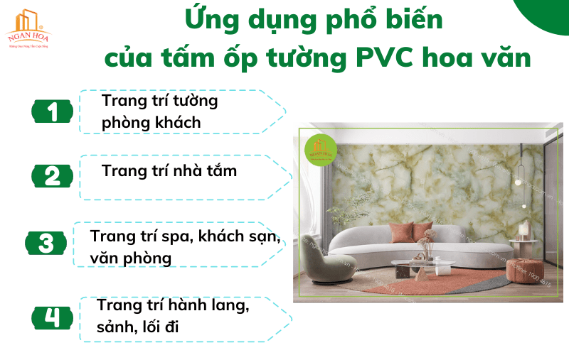Ứng dụng phổ biến của tấm ốp tường PVC hoa văn