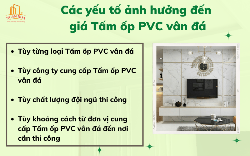 Các yếu tố ảnh hưởng đến giá Tấm ốp PVC vân đá
