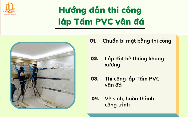 Hướng dẫn thi công lắp Tấm PVC vân đá