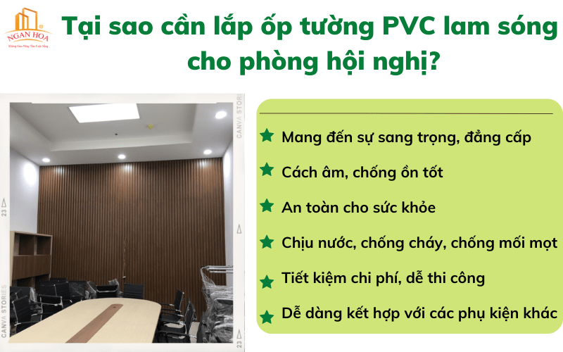 Tại sao cần lắp ốp tường PVC lam sóng cho phòng hội nghị