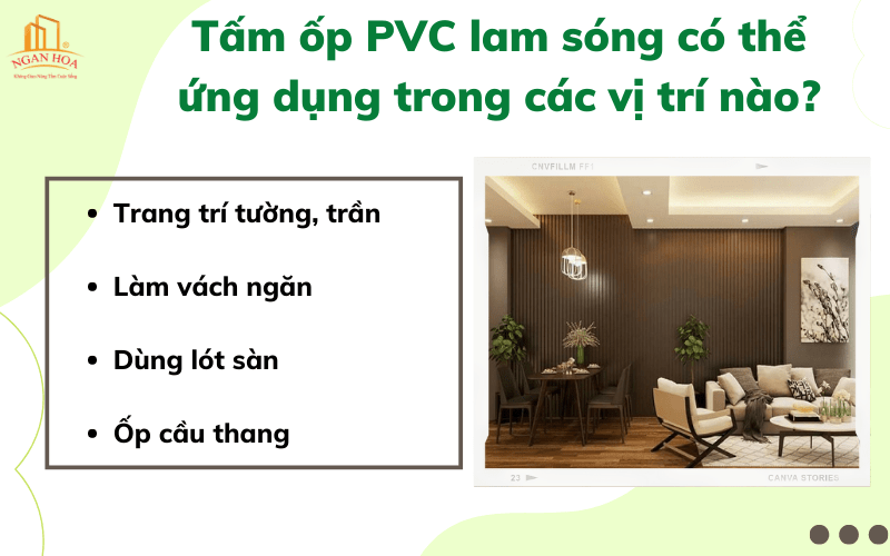 Tấm ốp PVC lam sóng có thể ứng dụng trong các vị trí nào?