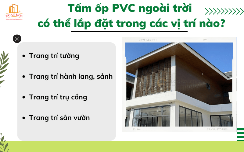 Tấm ốp PVC ngoài trời có thể lắp đặt trong các vị trí nào