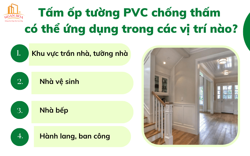 Tấm ốp tường PVC chống thấm có thể ứng dụng trong các vị trí nào