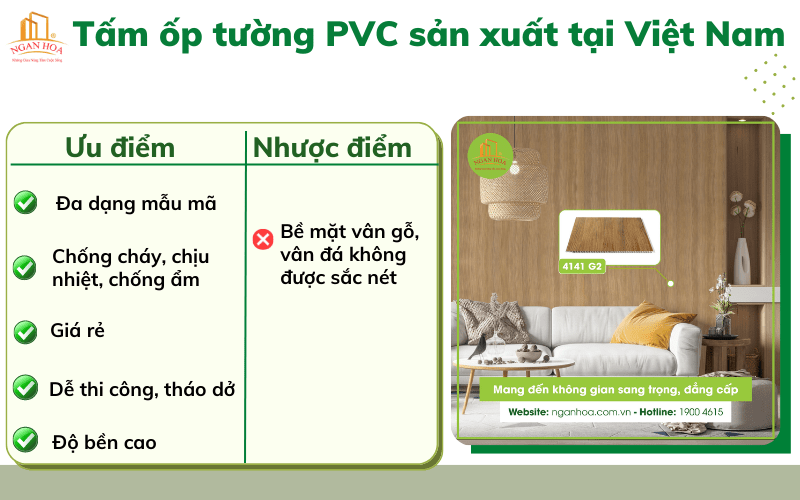 Tấm ốp tường PVC sản xuất tại Việt Nam có ưu điểm và nhược điểm gì