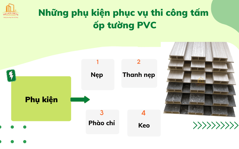 Những phụ kiện phục vụ thi công tấm ốp tường PVC