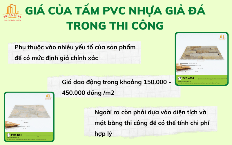 Giá của tấm PVC nhựa giả đá trong thi công