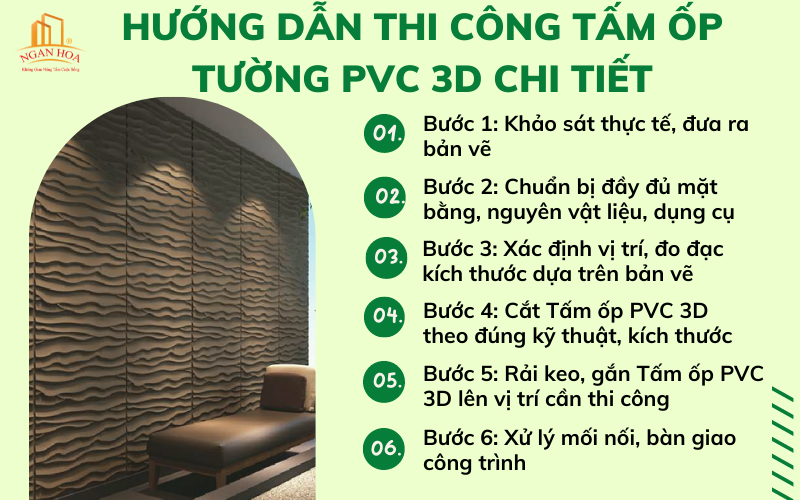 Hướng dẫn thi công Tấm ốp tường PVC 3D chi tiết