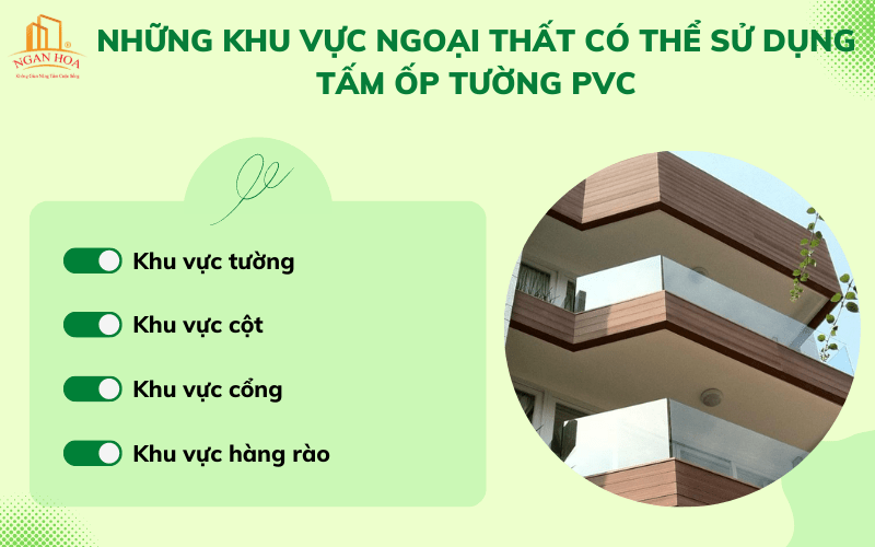 Những khu vực ngoại thất có thể sử dụng Tấm ốp tường PVC