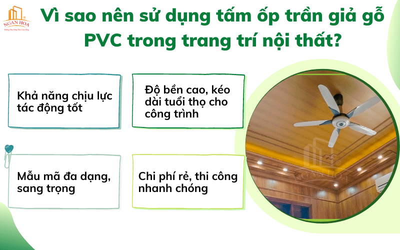 Tấm ốp trần giả gỗ PVC