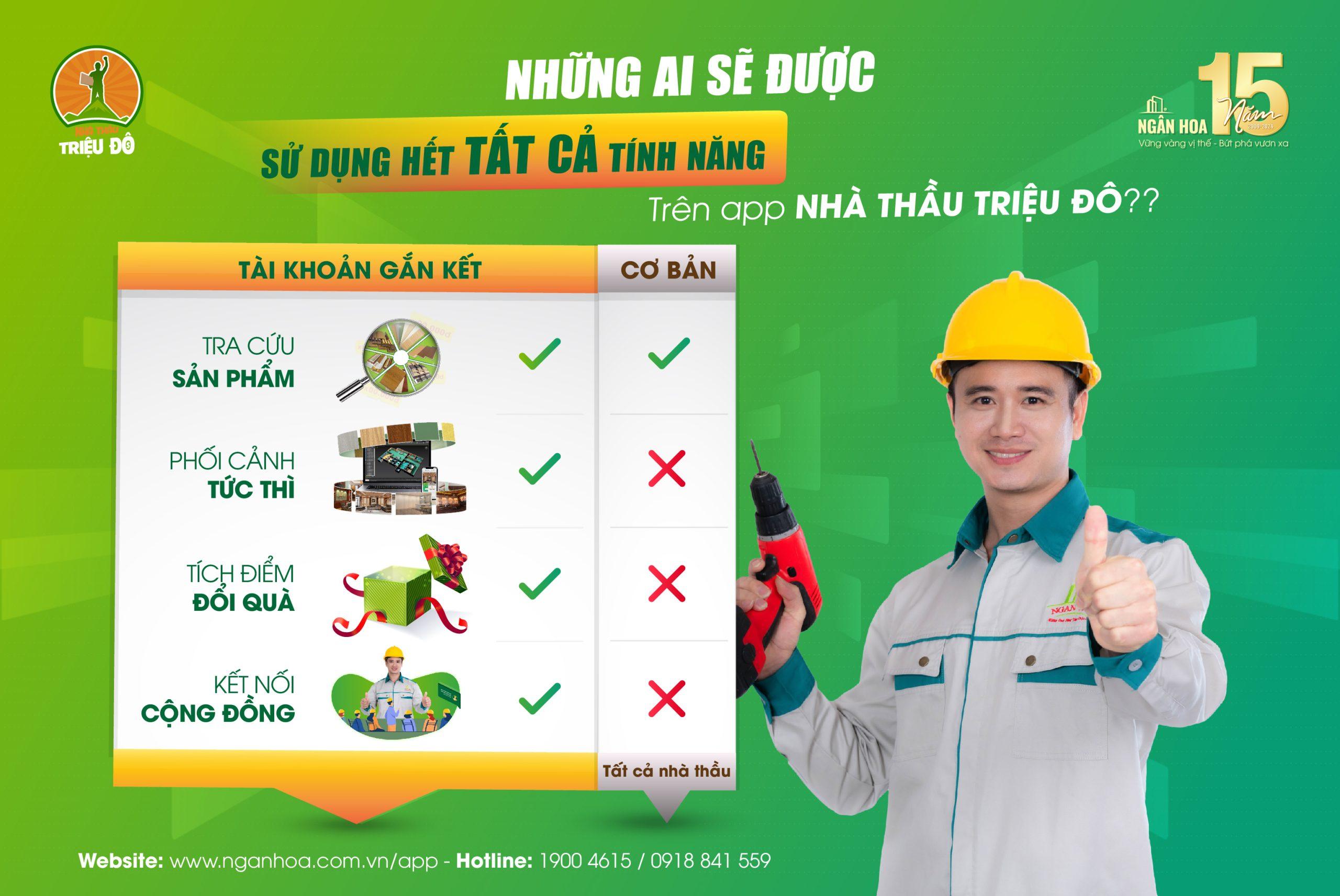 Tính năng trên app nhà thầu triệu đô