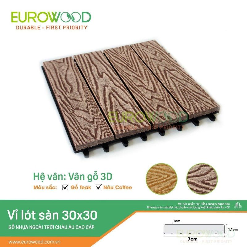 Vỉ lót sàn vân gỗ 3D