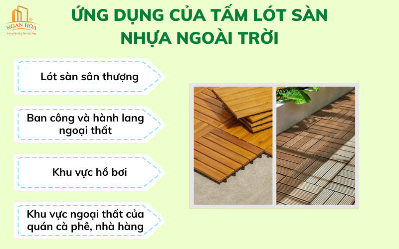 Ứng dụng của tấm lót sàn nhựa ngoài trời