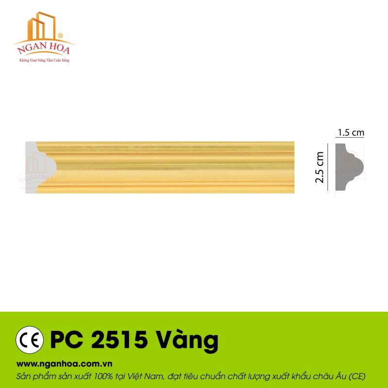 Mẫu sản phẩm phào chỉ PC 2515 màu vàng