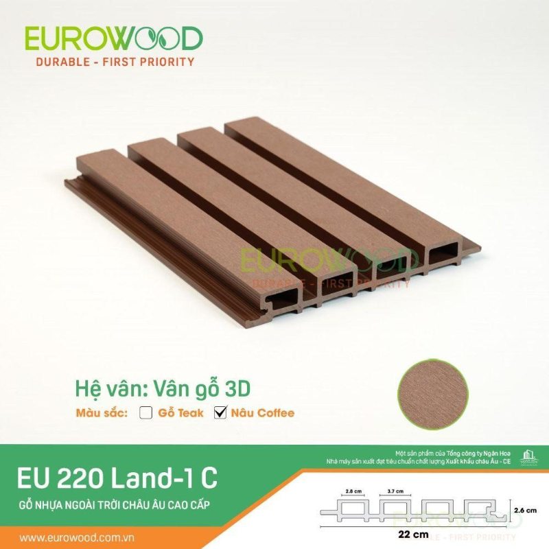 Tấm lam gỗ nhựa ngoài trời EU 220 LAND-1 C